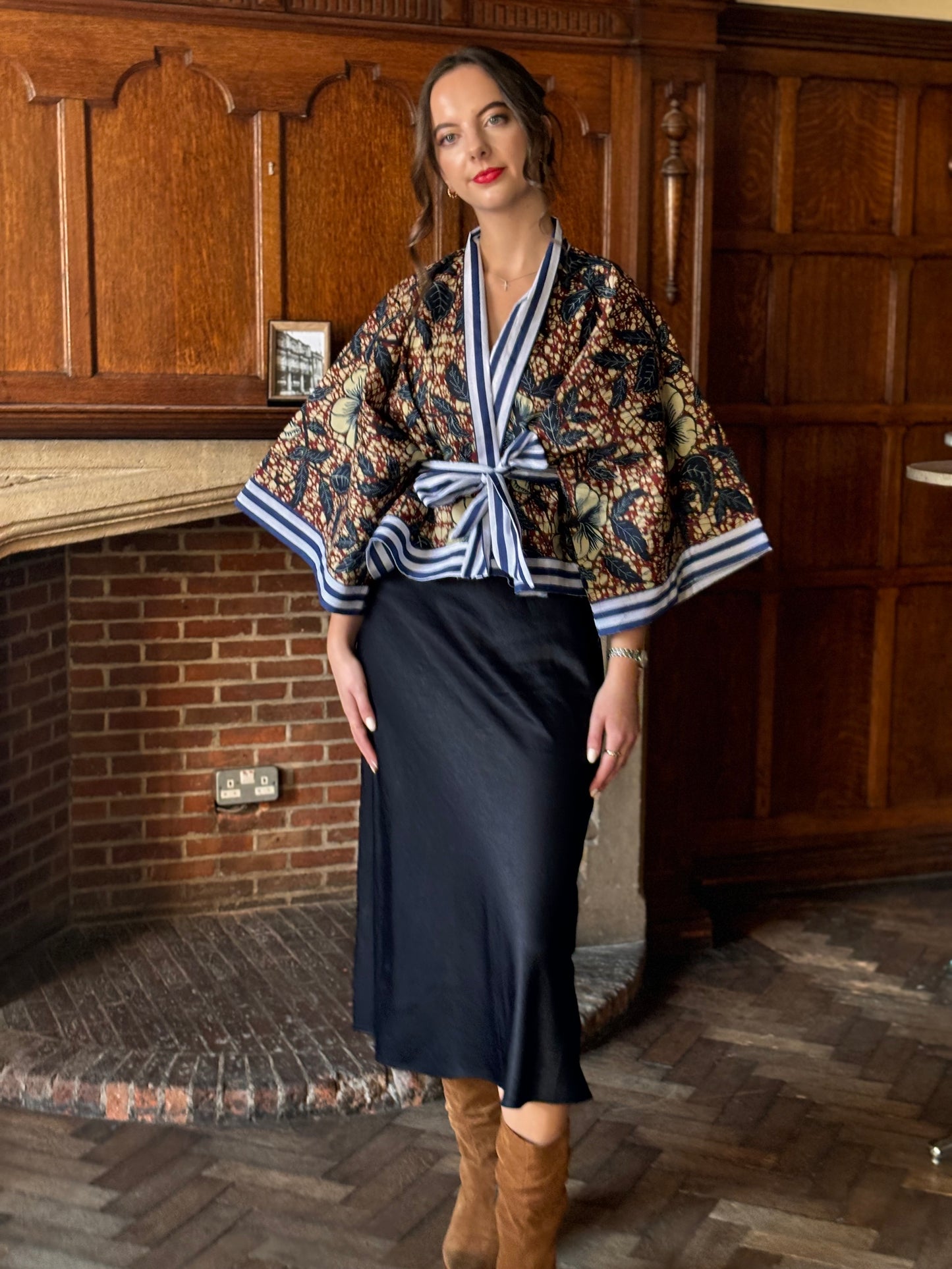 Cropped African print unlined Kymono
