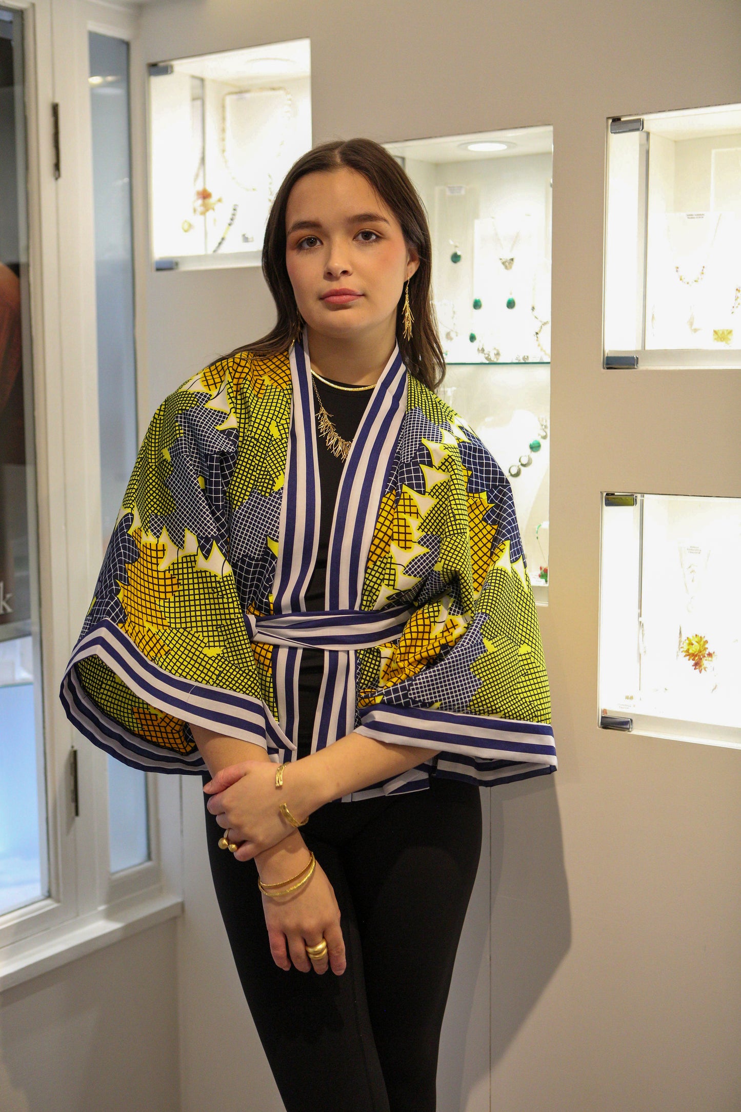 Cropped African print unlined Kymono
