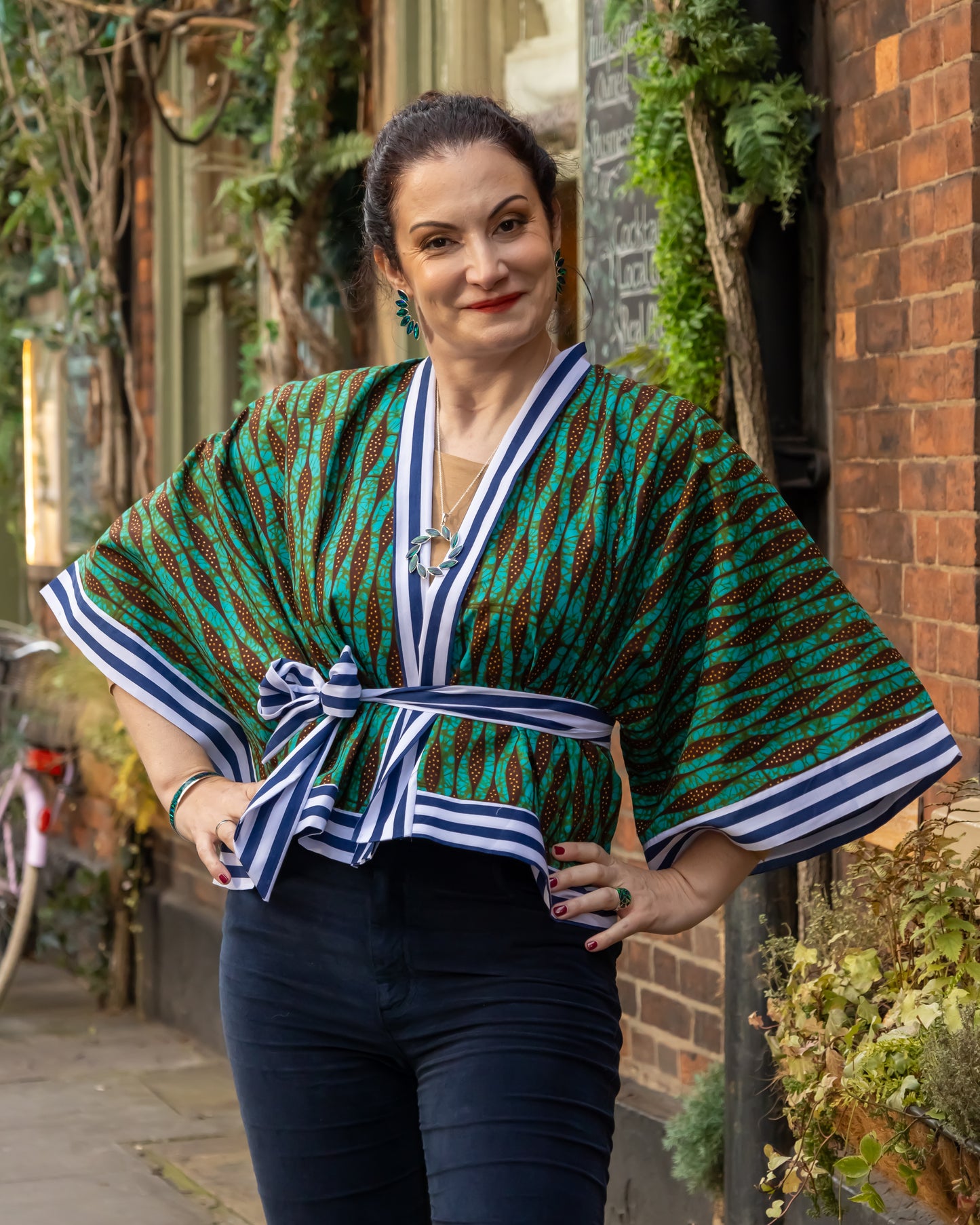 Cropped African print unlined Kymono