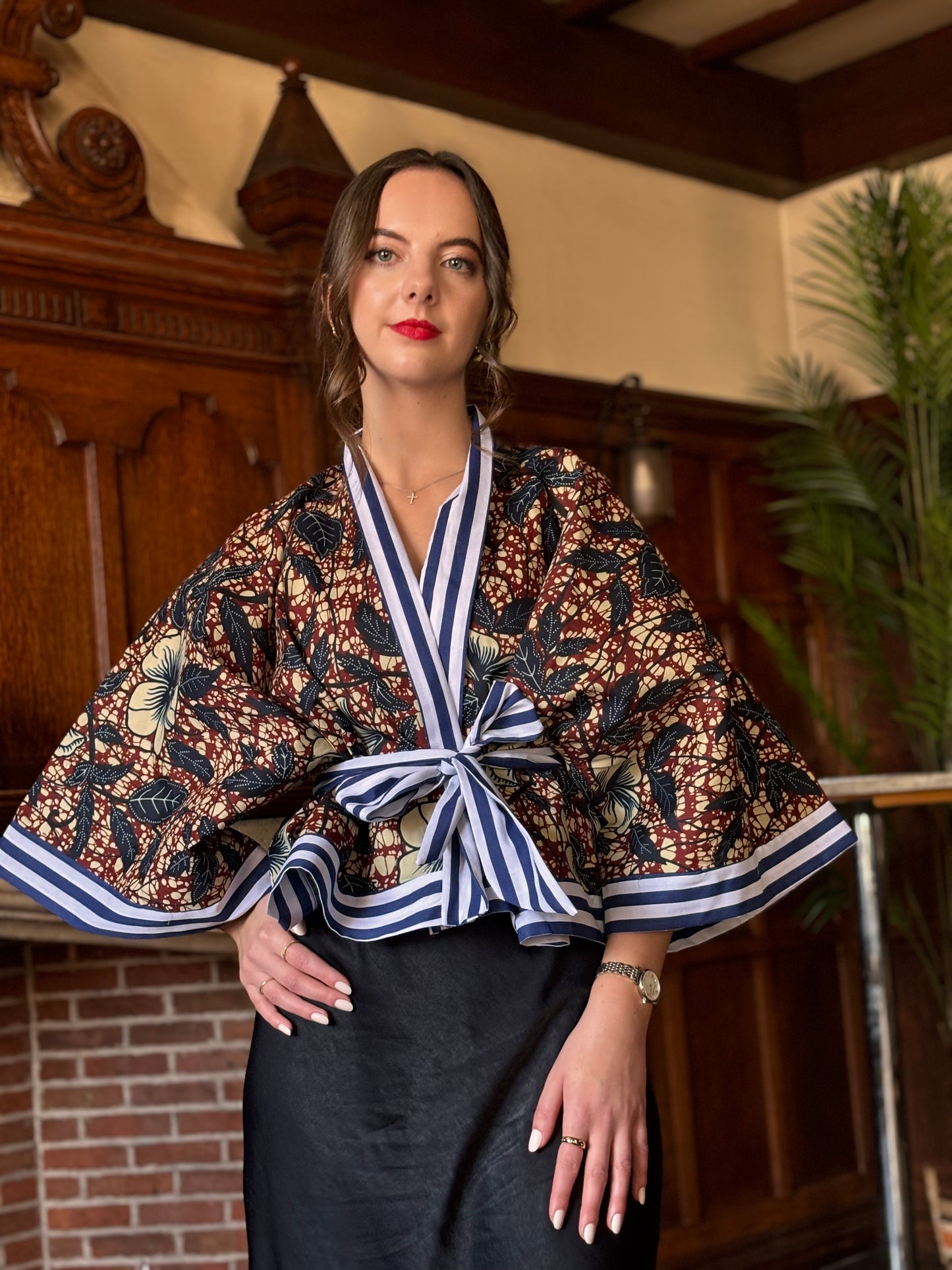 Cropped African print unlined Kymono
