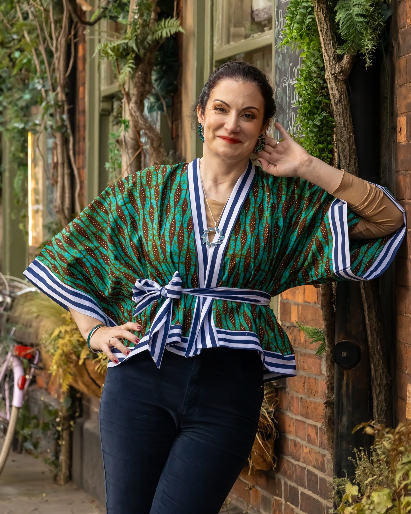 Cropped African print unlined Kymono