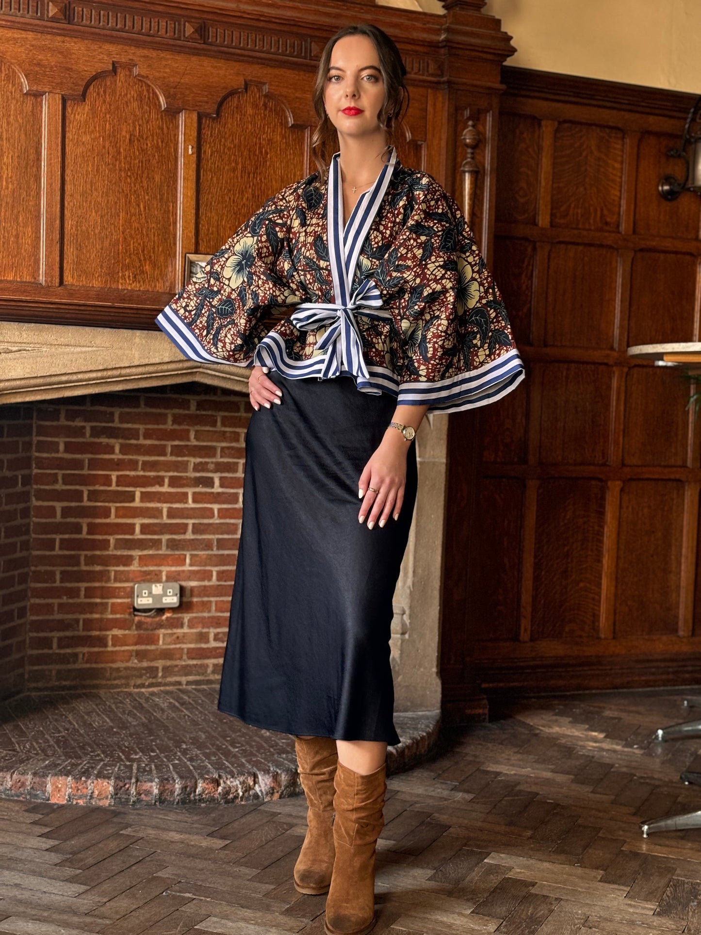 Cropped African print unlined Kymono