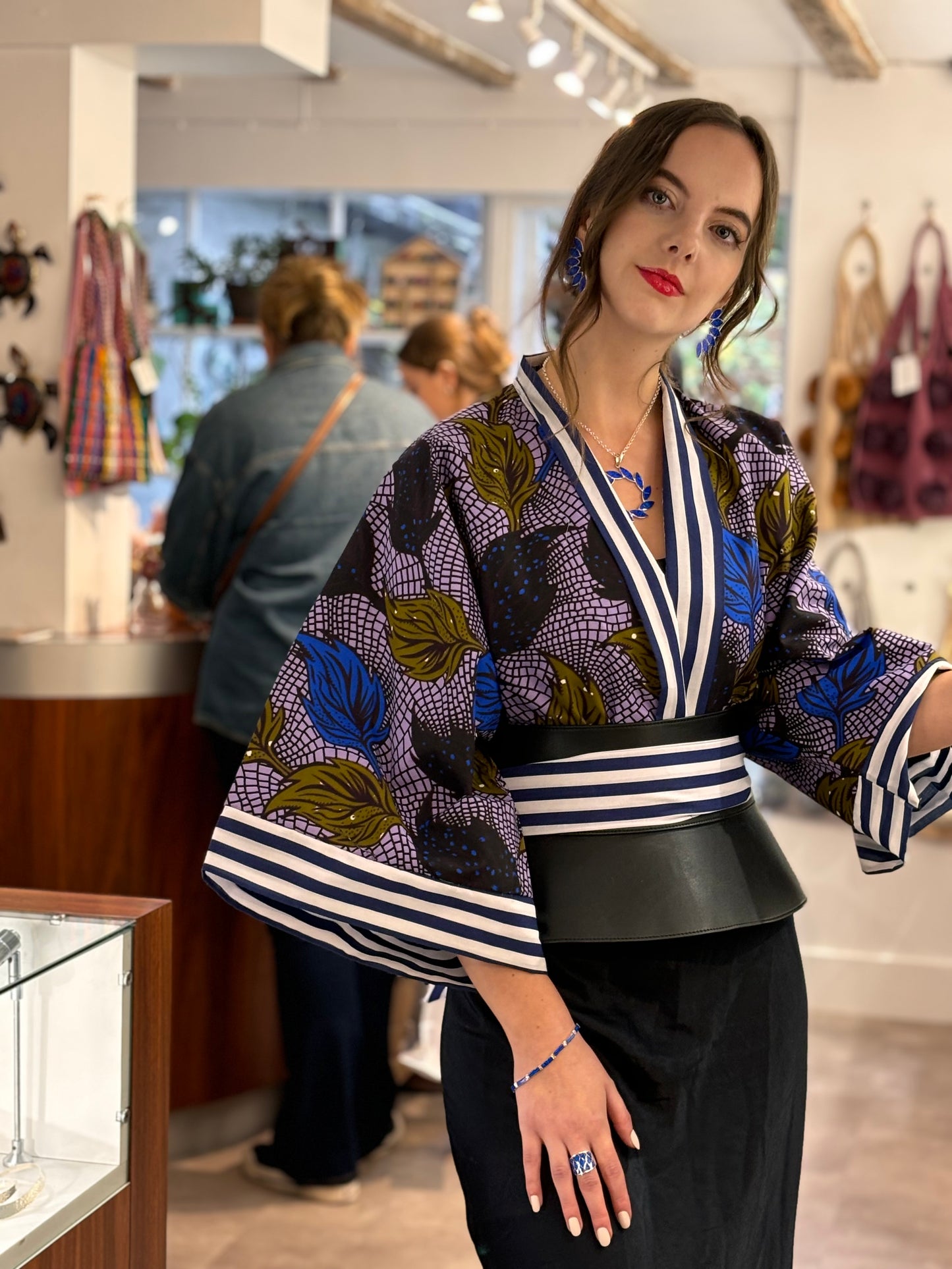 Cropped African print unlined Kymono
