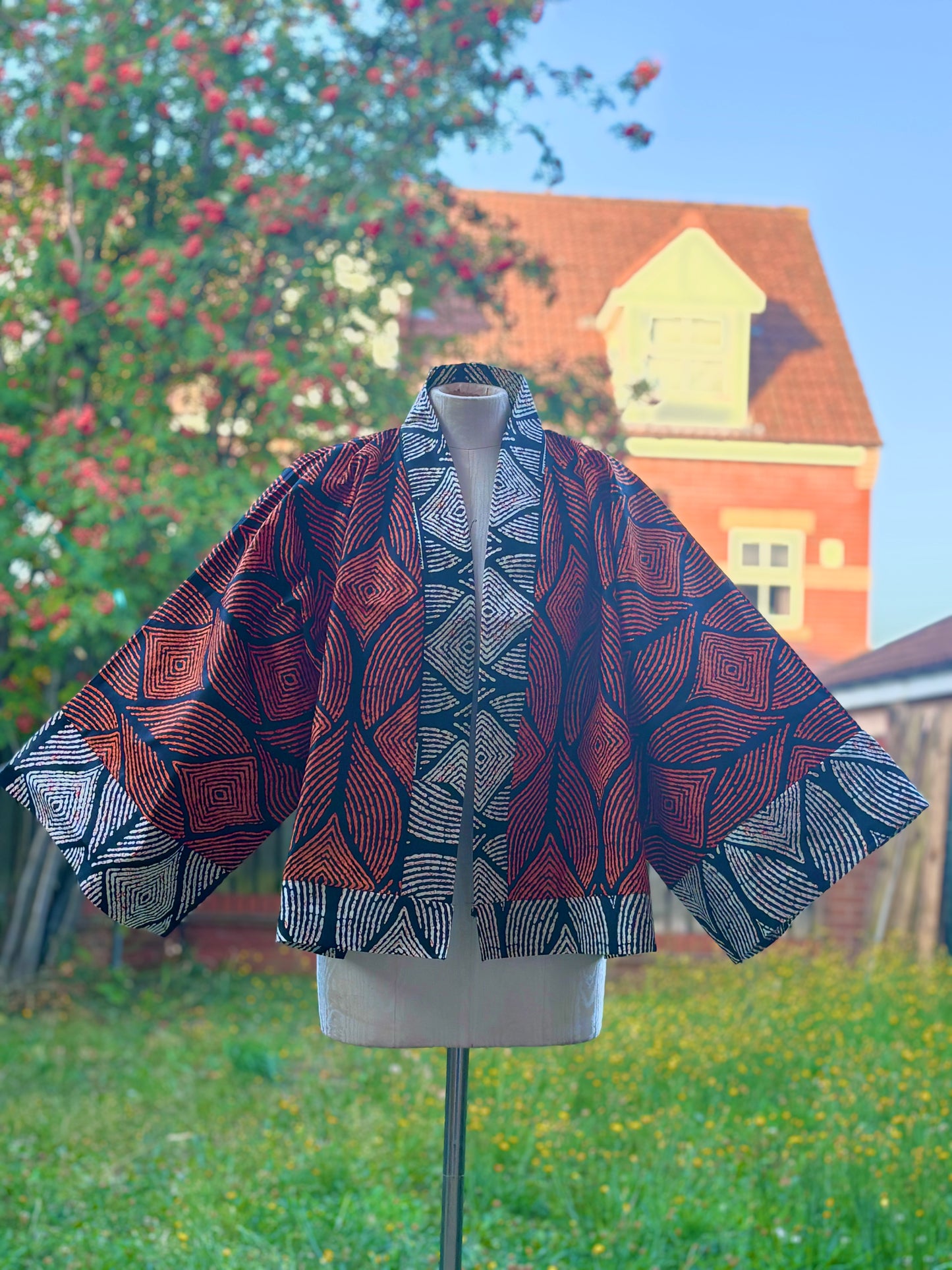 Cropped African print unlined Kymono