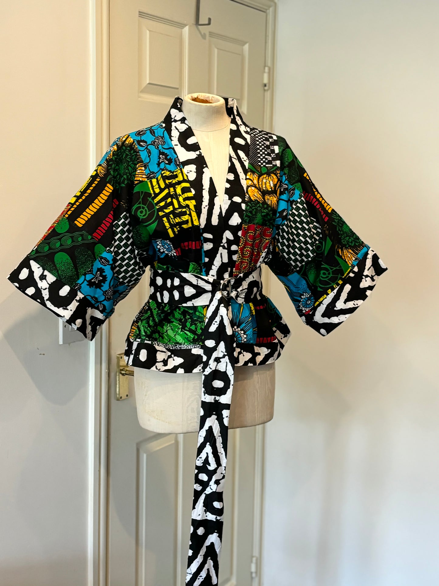 Cropped African print unlined Kymono