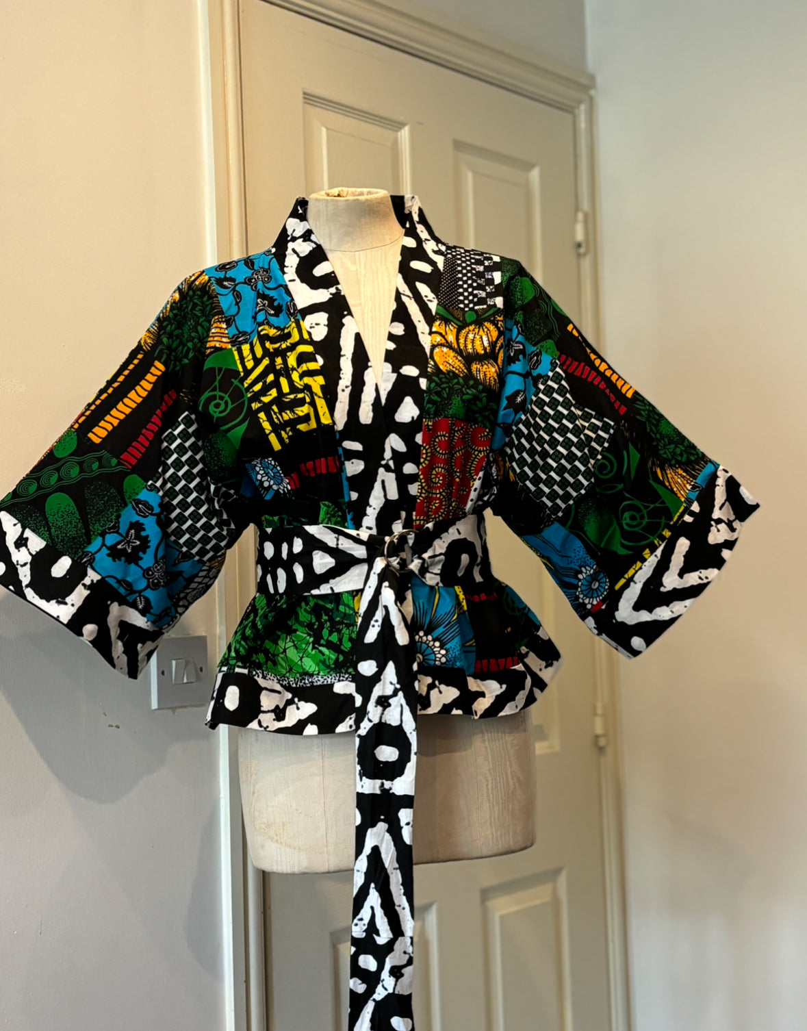 Cropped African print unlined Kymono