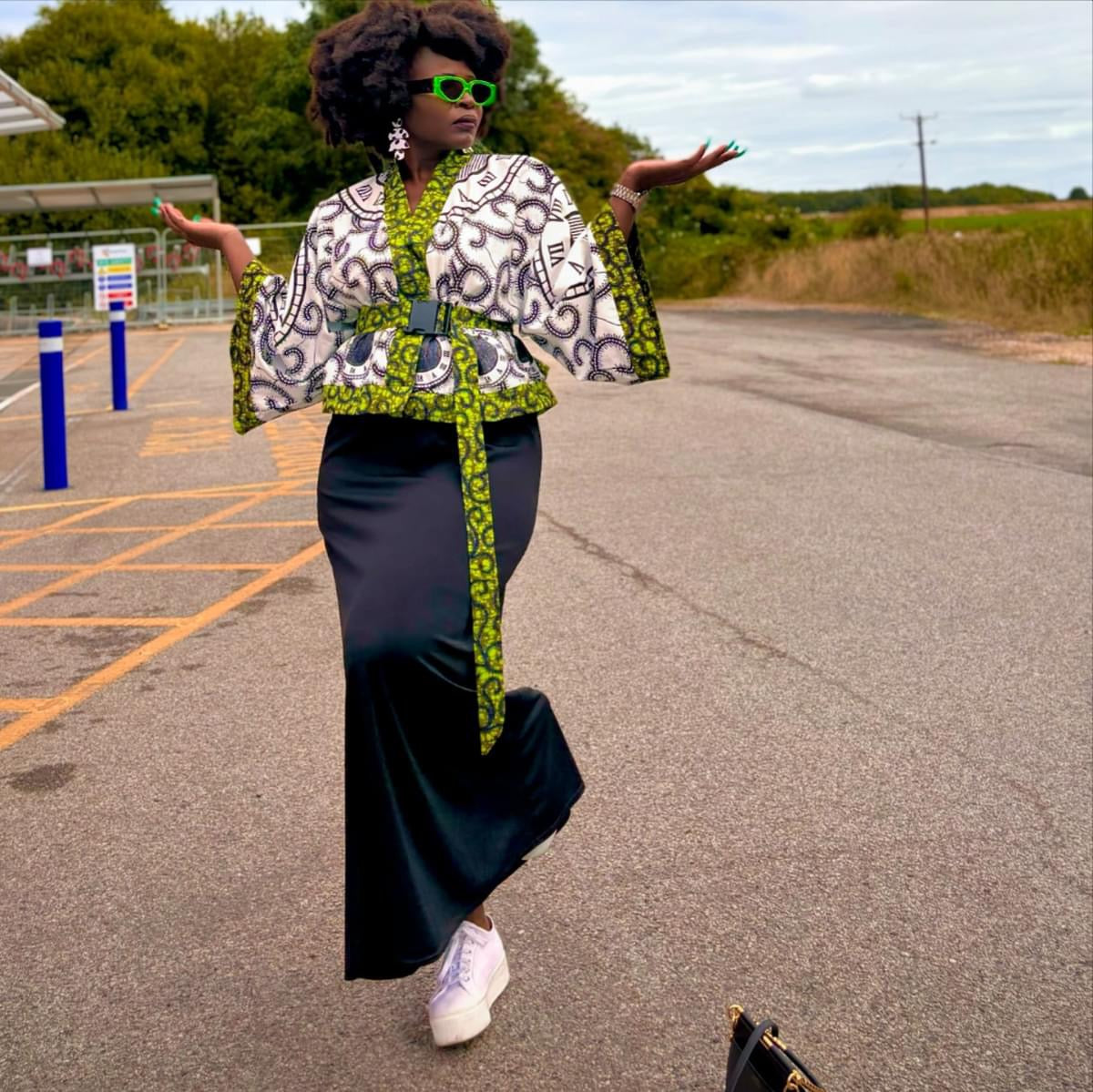 Cropped African print unlined jacket