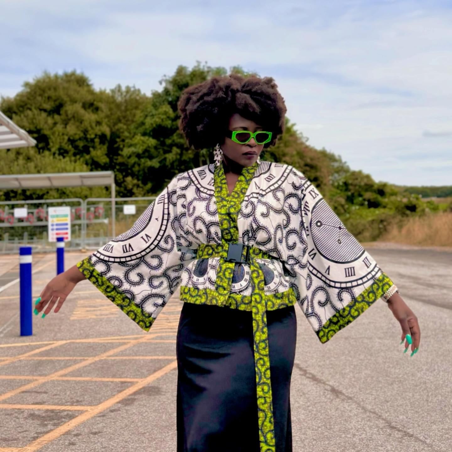 Cropped African print unlined jacket