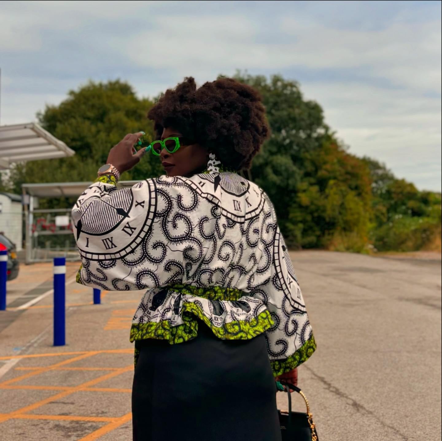 Cropped African print unlined jacket