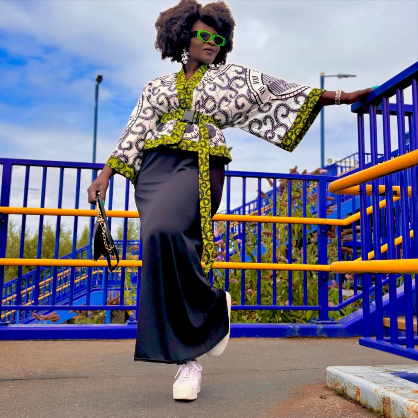 Cropped African print unlined jacket